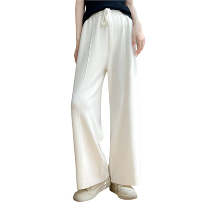 High-Waist Drawstring Knitted Pants