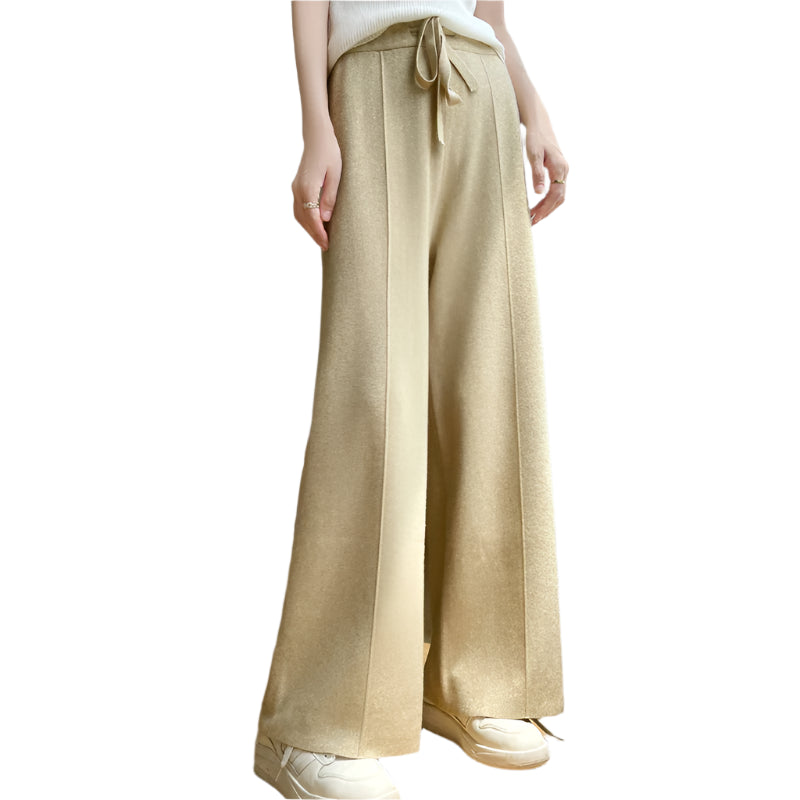 High-Waist Drawstring Knitted Pants