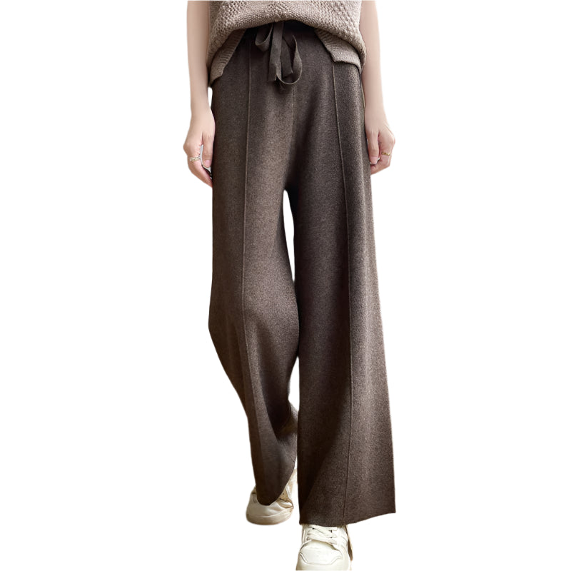 High-Waist Drawstring Knitted Pants