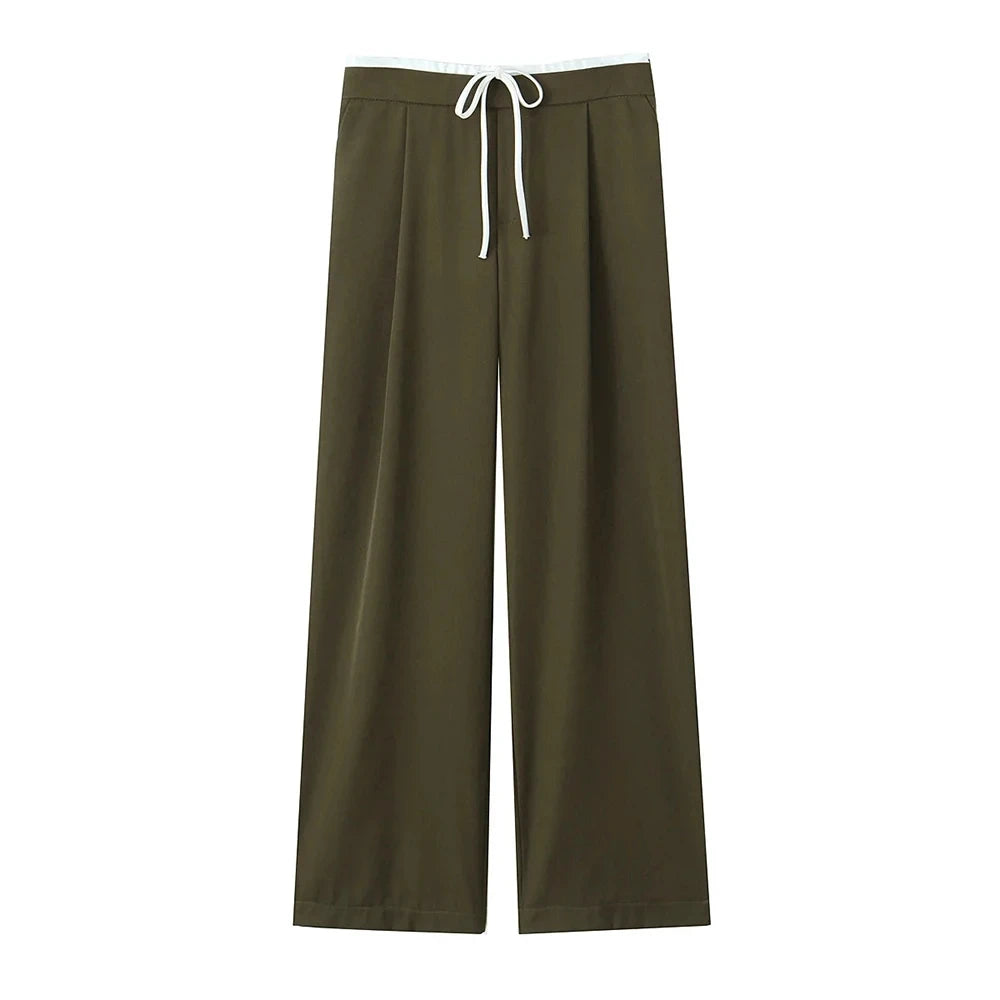 Waistband Drawstring Female Trousers