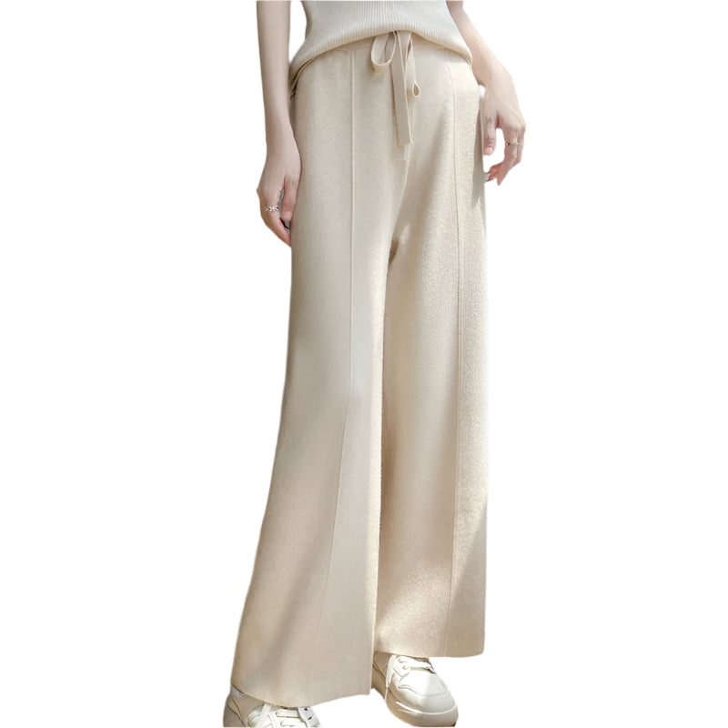 High-Waist Drawstring Knitted Pants